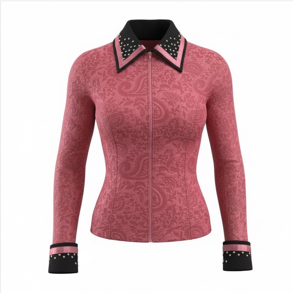 Nadine Rogers pink and black western show shirt jacket